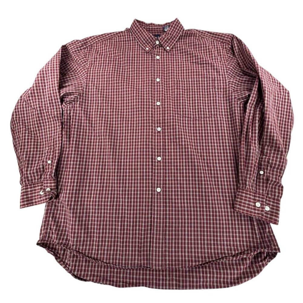 GAP Shirt Red Plaid Long Sleeve Button-Down Mens XL Preppy Oxford